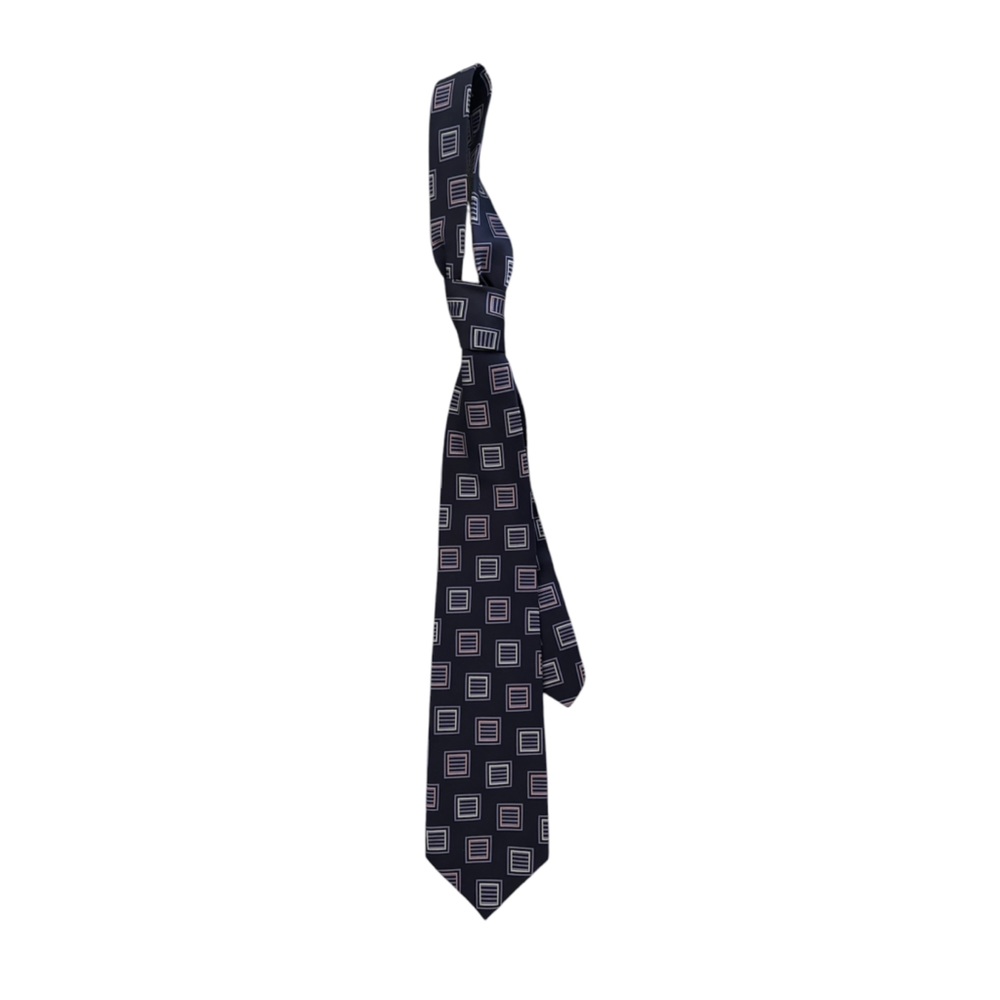 Men’s Silk Tie with Geometric Square Pattern – Elegant and Stylish